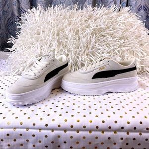 Puma Deva Suede Women Sneakers - Marshmallow and Black Trim - Size 7.5